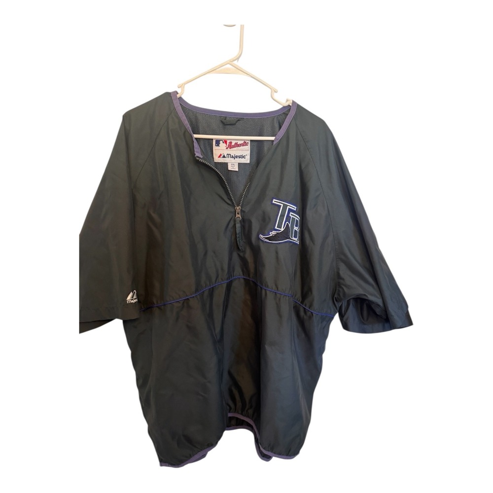 Vintage Tampa Bay Devil Rays Majestic Jacket Dugout Team Issue Short Sleeve XXL